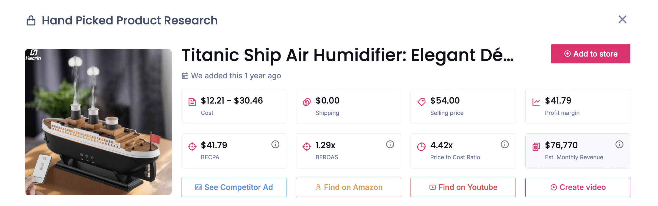 Titanic Ship Air Humidifier